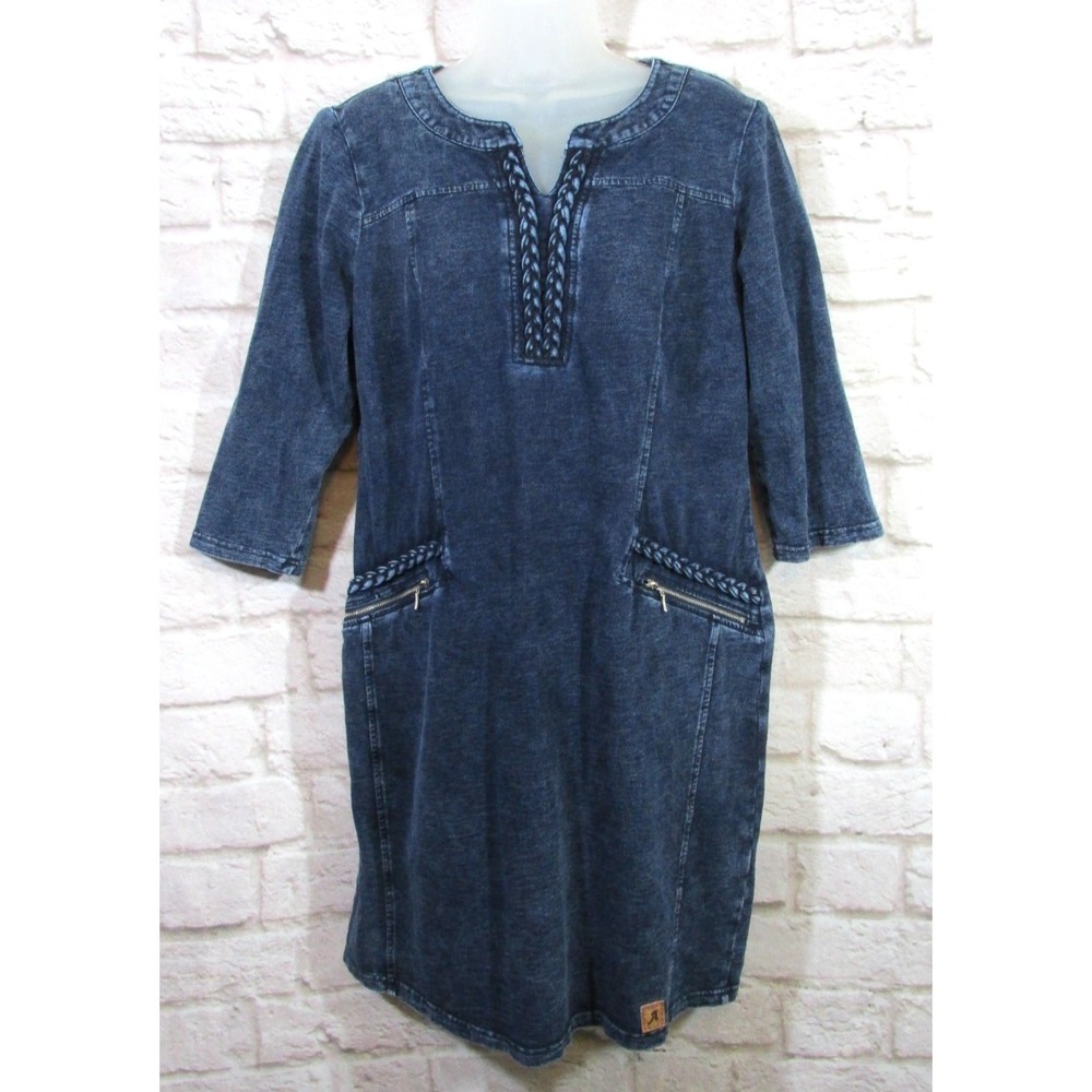 Lih Hua Sheath Dress SZ 50 Blue Stonewashed Soft Cotton Denim Look Art To Wear